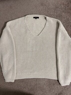 Quince  fishermen  V-Neck Ribbed Knit Sweater